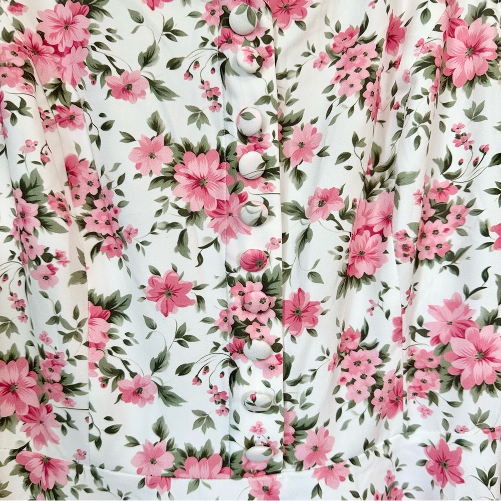 NWT Belle Poque Pink Floral Sleeveless Dress - Size: Extra Large - Picture 6 of 9
